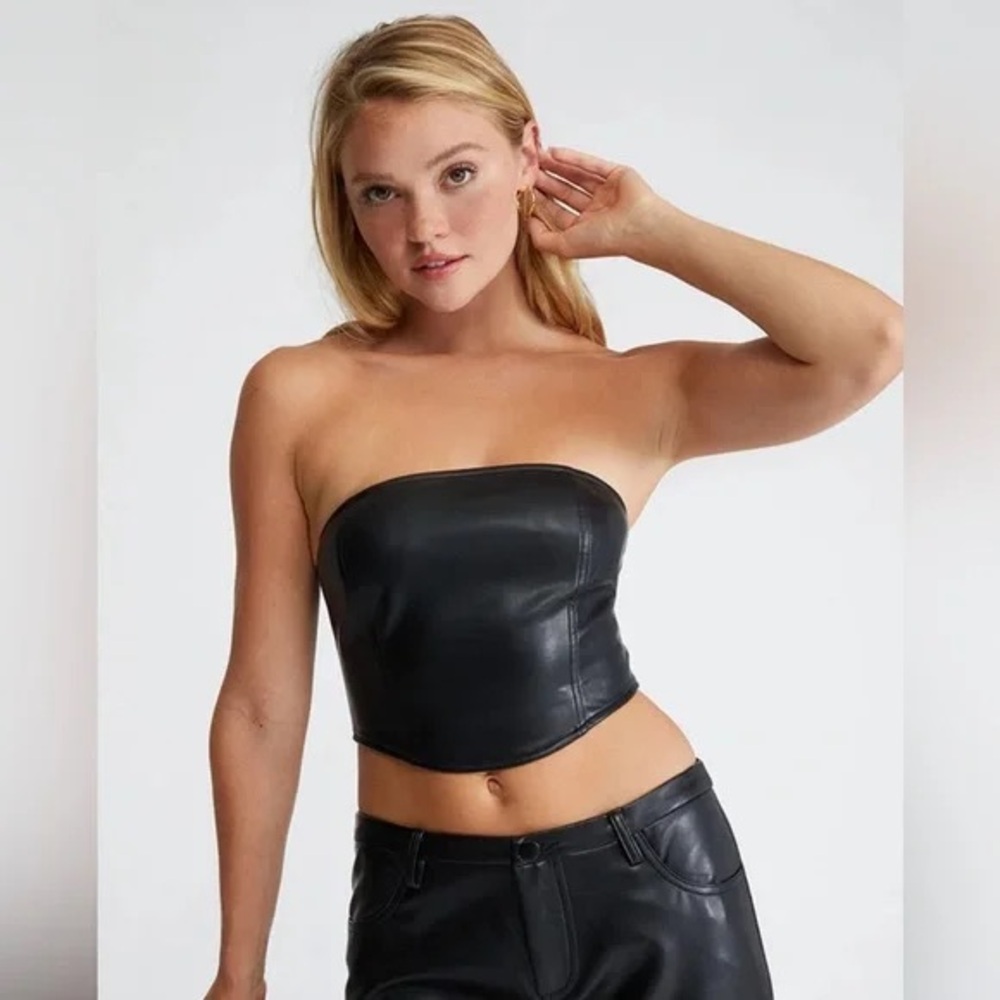 Kendall + Kylie Faux Leather Corset Top